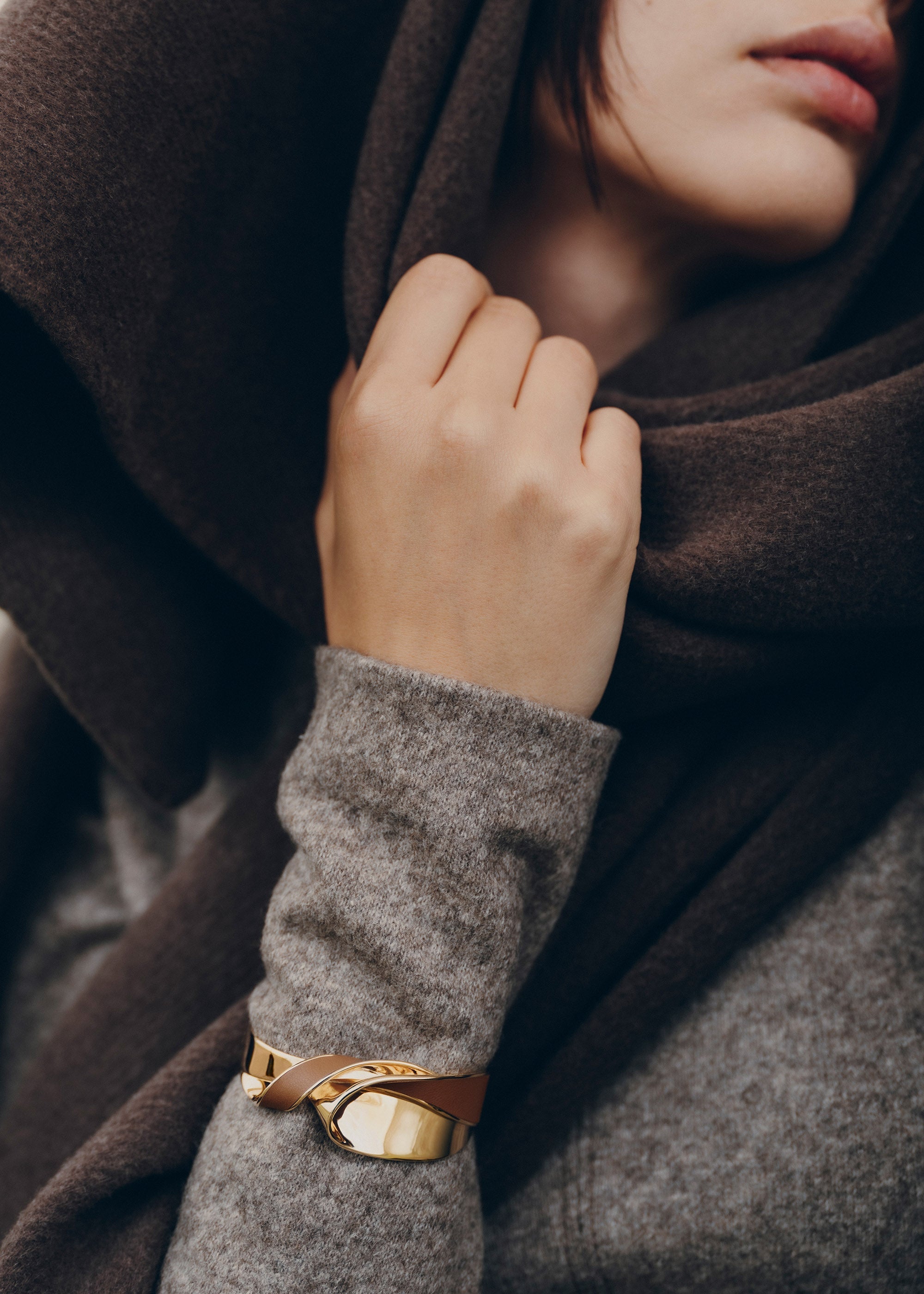 Armreif Éole - Leder Camel
